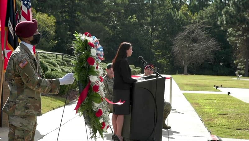 Mrs. Krista Simpson-Anderson, Speaking at USASOC’s 9/11 ceremony.