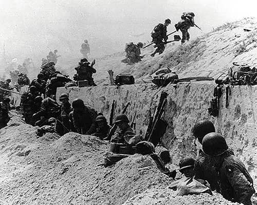 The 8th Infantry Regiment led by COL James A. Van Fleet spearheaded the 4th Infantry Division and VII Corps assault on Utah Beach, Normandy, France on 6 June 1944.