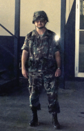 MAJ Cheek while working on the hangar.