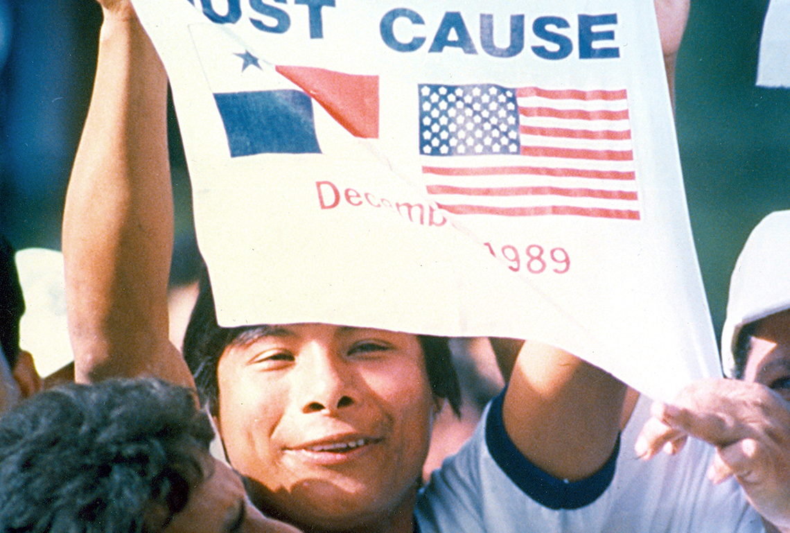 Panamanians celebrate U.S. efforts to remove dictator Manuel Noriega and reinstate a democratic government during Operation JUST CAUSE.