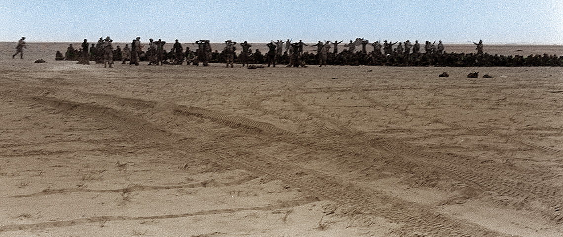 Iraqi soldiers surrender to U.S. Marines during Operation DESERT STORM in early 1991. In the preceding months, U.S. Army PSYOP loudspeaker teams had been attached to the Marines and other U.S. and coalition units for the purpose of encouraging enemy forces to cease resistance. (Image credit: NARA)