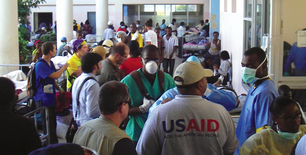 Many of the injured had to lie outside local medical facilities.