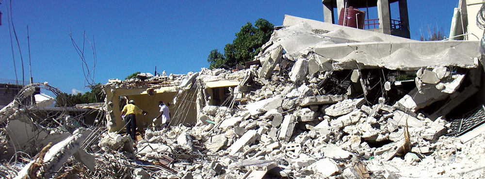 Survivors frantically looked for trapped victims in the rubble.