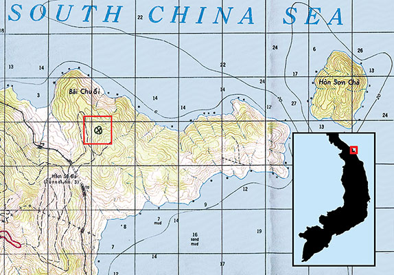 The VNAF U-17A crashed less  than a kilometer inland and about 3 kilometers from the Hai Van Pass.