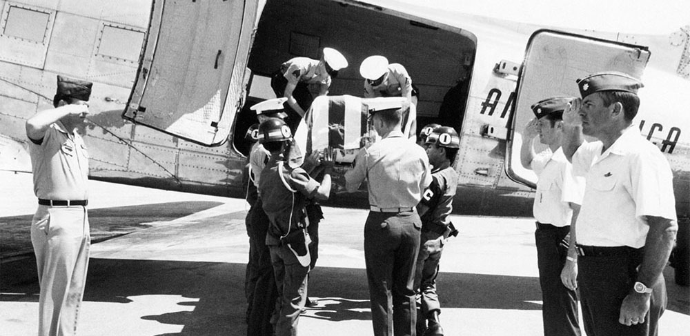 The possible remains of SF MAJ George Quamo were loaded aboard an Air America C-46 at Da Nang Airfield on 28 June 1974.