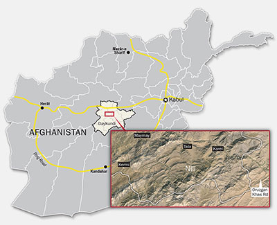 Map of Daykundi Province showing its districts.