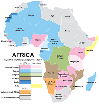 Africa Administrative Divisions, 1958