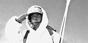 A battalion in the 82nd and 101st Airborne Division wore winter overwhites and carried rucksacks, skis, and snowshoes.