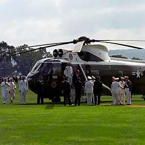 JFK lands on The Plain for his participation in West Point graduation exercises, 6 June 1962.