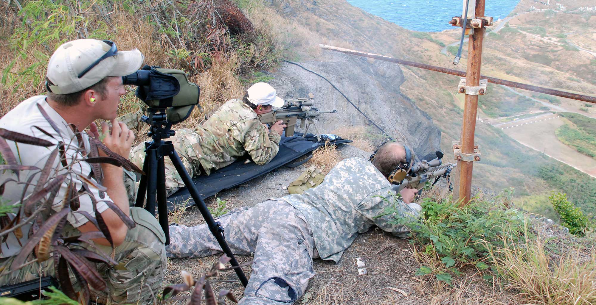 The ODA used their Mk 17 Special Operations Forces Combat Assault Rifle (SCAR) and M110 rifles to demonstrate plunging fire techniques. The Japanese shooters considered this a highlight because they do not have such training facilities.