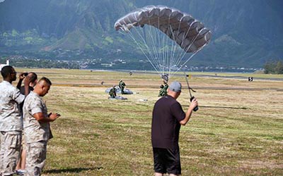 To ensure that all the jumps were conducted as safely as possible, the ODA ensured that a rigger and medic were present on the landing field to relay information concerning the ground conditions and to handle any injuries.