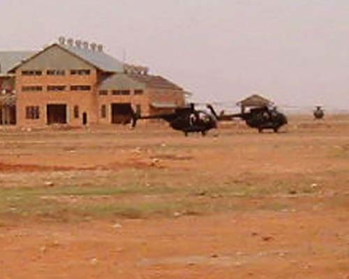AH-6 Little Bird helicopters at H1 airfield in west-central Iraq.
