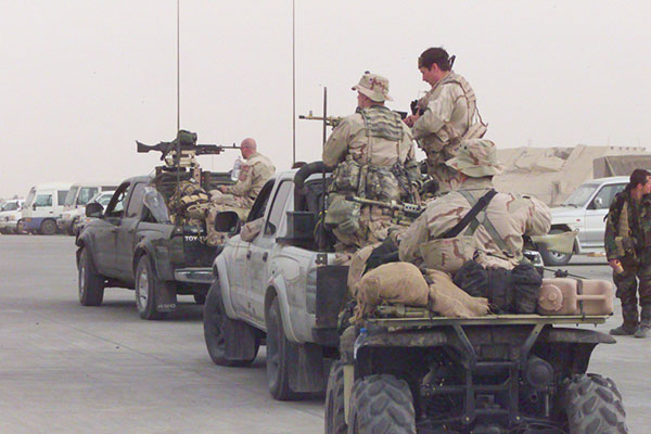 AOB 570 relied on Toyota Tacoma pickup trucks and small all-terrain vehicles for its infiltration mission in the western desert.