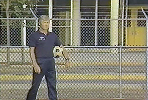 Bill Barry, &ldquo;Doctor Fútbol,&rdquo; observes amputee soccer practice.