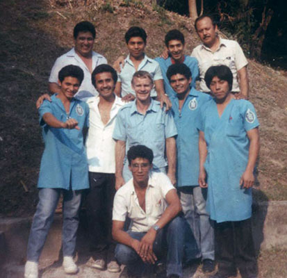 Jim Cloud with the first graduates of the accelerated prosthetic technician course.