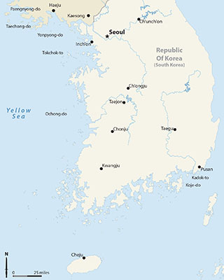 Southern Korea and Kadok-to, northeast of Koje-do, westsouthwest of Pusan.
