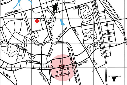 Location of the Media Operations Complex, Smoke Bomb Hill, Fort Bragg.