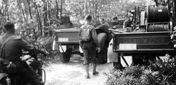 18th Infantry Radio Section wire truck and motorcycle messenger