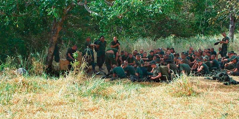 Carabineros in training at the National Police training area near Espinal.