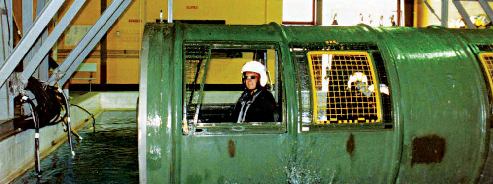 Chief Warrant Officer 5 Charles B. Lapp in the “Dunker” prior to immersion.