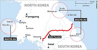 Cho-do was the island used by 1LT Sam Sarkesian for inserting agents onto the North Korean mainland. Other 8007th personnel operated on the east coast from Yo-do and out of Sokcho-ri.