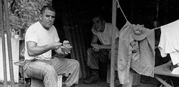 MSG Pedro &ldquo;Pete&rdquo; Sanchez and another ODA-3 instructor in their tent on the backside of Howard AFB.