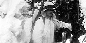 Winter training in the Ottawa National Forest along Lake Superior in northern Michigan, January-February 1943.