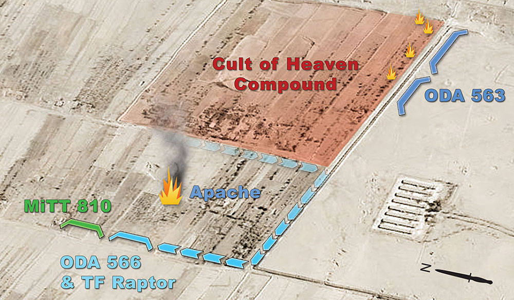 In its search for the downed AH-64 Apache attack helicopter, TF Raptor encountered MiTT 810 just after clearing &ldquo;the gauntlet&rdquo; and turning north.