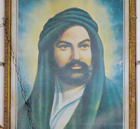 This picture of Imam Ali, the cousin and son-in-law of the prophet Mohammed, was on the wall of the Ahmad Al-Hassan&rsquo;s meeting room in the compound.