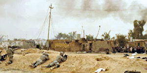 C Company take support by fire (SBF) positions to cover B Company.