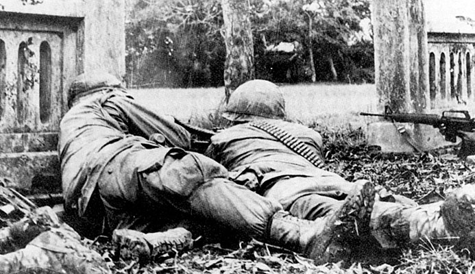 Troops from the 1st Cavalry Division battle North Vietnamese troops in Hue, South Vietnam in 1968. The Tet Offensive shook American’s faith that an end to the war was in sight.