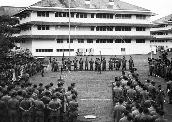 8th SFG monthly payday formation at Fort Gulick, Panama.
