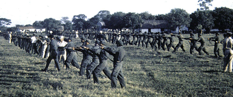 Bolivian Rangers conducted rifle bayonet fighting drills with unsheathed bayonets.