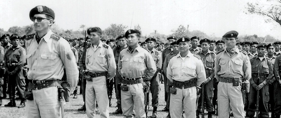 Captain Gary Prado Salmón on parade with B Company 2nd Ranger Battalion.