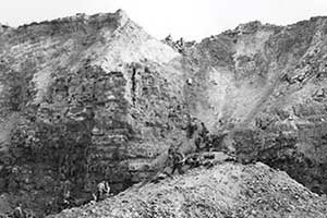 t Pointe du Hoc supplies are hauled up one of the routes used by the Rangers