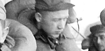 Private Frank Jaks and his Lodge Act group during lifeboat drills aboard ship in February 1953.