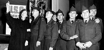 PVTs Victor Kreisman  and Josef Torok get USO tour at Camp Kilmer.