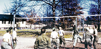 Playing volleyball at Fort Devens, MA.