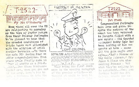 Each of the four elements in the 5021st Psywar Detachment was allotted a column in The <i>Psyn-post</i> and posted according to their assigned areas in the two Camp Forsyth WWII barracks, T-2522 and T-2523 (&ldquo;T&rdquo; prefix meant a temporary building).