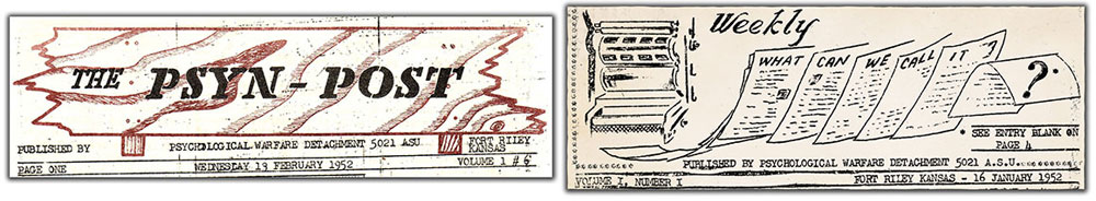 The title headers for the Weekly and The Psyn-post, were roll-printed using a mimeograph.