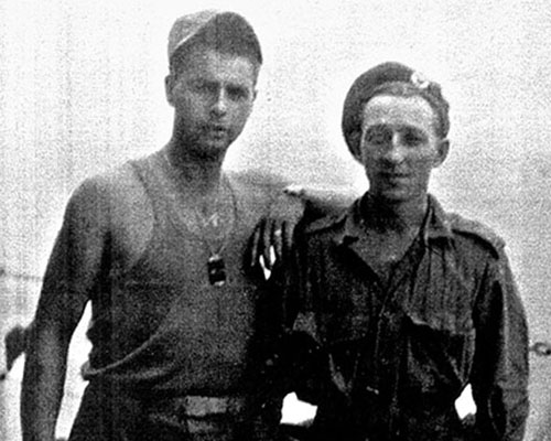 GHQ Raider PFC John W. Connor with Pounds&rsquo; Force commando on the HMS Whitesand Bay.