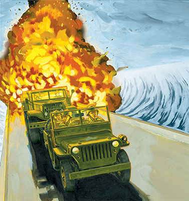 CPT Loren E. Davis, Civil Assistance Team, Chinnamp&rsquo;o, just managed to get clear of P&rsquo;yongyang with critical medical supplies as U.S. Army engineers destroyed the bridges across the Taedong River when the EUSA withdrew in early December 1950.