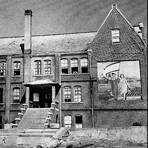School building where American POWs were held in P&rsquo;yongyang.