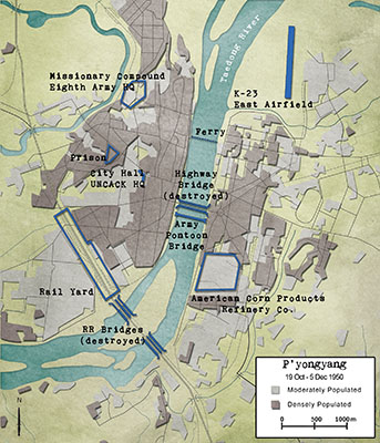 Map of P&rsquo;yongyang in late November 1950.