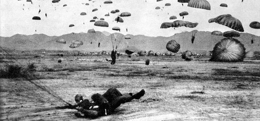 The 187th Airborne Regimental Combat Team made a parachute assault on Sukch&rsquo;on and Sunch&rsquo;on the morning of 20 October 1950. Although the jump was a success, faulty intelligence caused the Rakkasans to miss both cutting off the North Korean divisions north of P&rsquo;yongyang and rescuing American POWs.