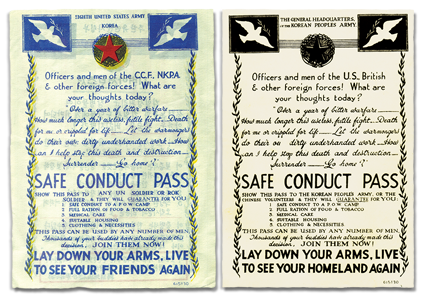 North Korean-produced safe conduct passes against UN troops.