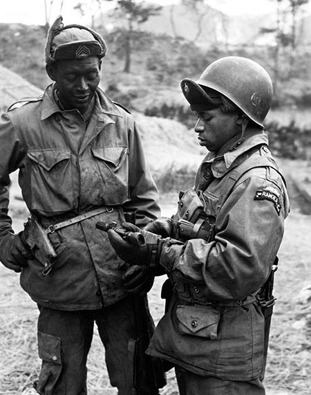 Master Sergeant Lawrence D. West with Corporal Donald L. Felder.