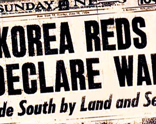 Newspaper reporting the North Korean invasion of South Korea.