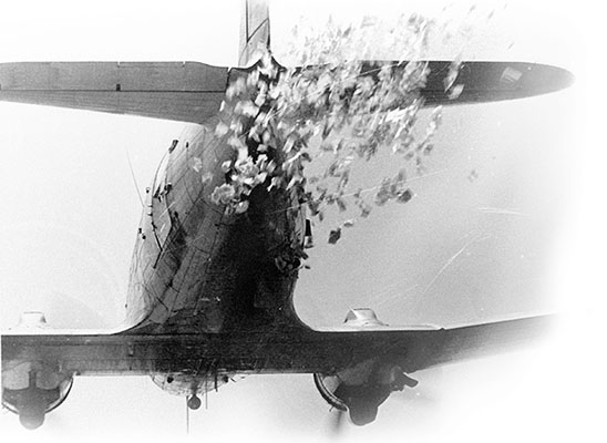 String-bound packets of leaflets being man-handled out a C-47 cargo door often came apart and the inside of the aircraft became a maelstrom of paper.