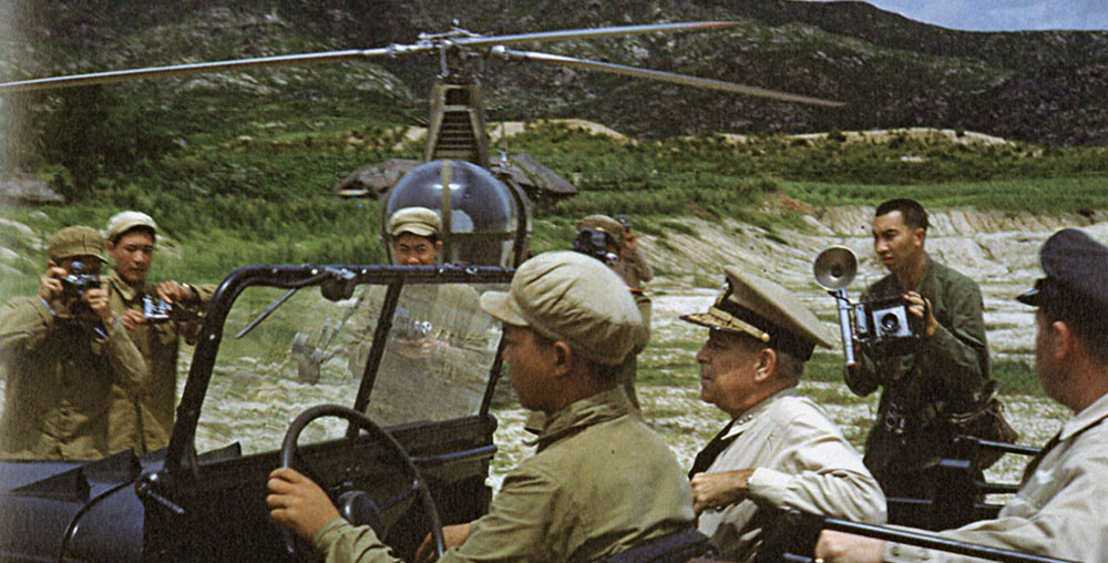Vice Admiral, NFFE, Admiral C. Turner Joy arrives at Kaesong. Admiral Joy served as the senior UN delegate to the truce talks from July 1951 to May 1952.